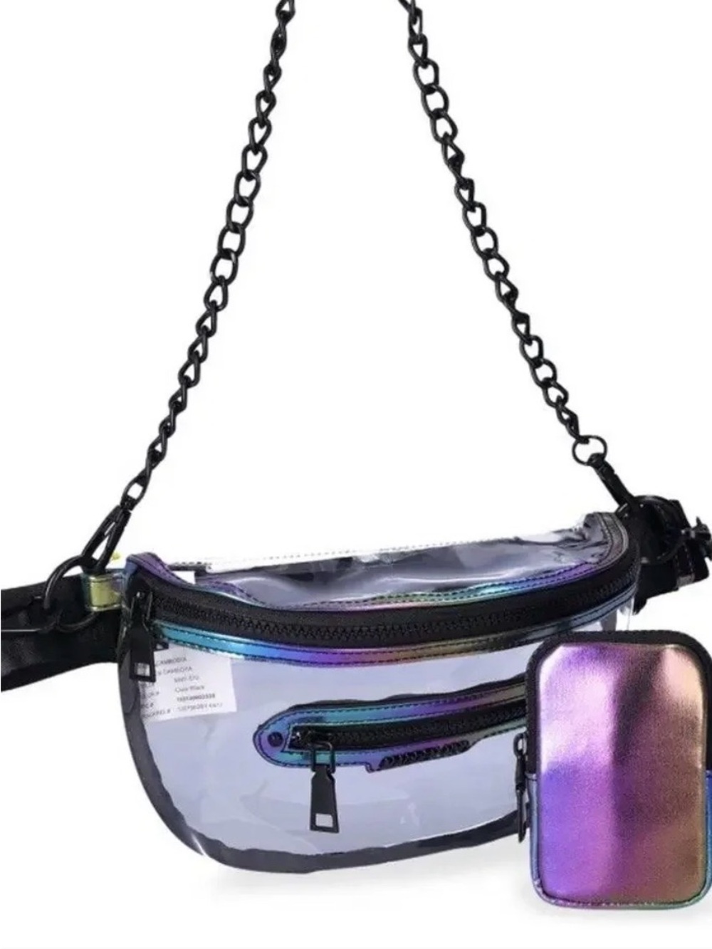 Madden NYC Clear Fanny Pack with Purple Accent - Women Bags